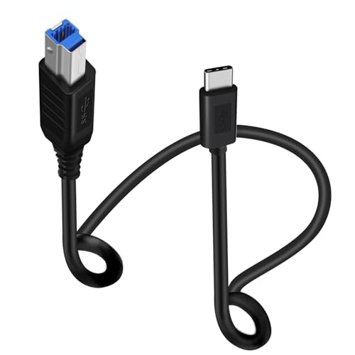 HuaLiSiJi Druckerkabel USB C 3.0 Super Speed 5Gbps Stecker USB Kabel Typ C auf Typ B für Scanner, Externen Festplatten, Multifunktionsdruckern usw (Typ C Schwarz, 1 m) von HuaLiSiJi