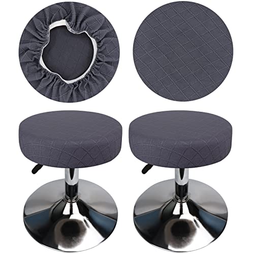 HuaLiSiJi Hocker Bezug Rund Durchmesser 30-40cm Luxuriöser Stoff Hockerbezug Rund, Dehnbar Knitterfrei Waschbar Staubdicht Weich und Langlebig (2, Grau) von HuaLiSiJi