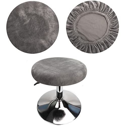 HuaLiSiJi Hocker Bezug Rund Grau Luxuriöser Stoff, Durchmesser 30-40cm, Rund Dehnbar Knitterfrei Waschbar Staubdicht Hocker Bezug (1Pcs Grau) von HuaLiSiJi