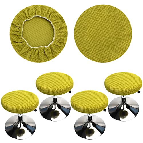 HuaLiSiJi Hockerbezug Rund 30-40cm Bezug Hocker Rund Elastischer Hocker Rundbezug, Waschbar Pflegeleicht Weich und Langlebig,für Runde Oder Quadratische Hocke (4 Stück Grün) von HuaLiSiJi