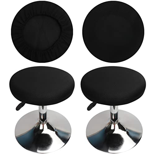 HuaLiSiJi Hockerbezug Rund Schonbezüge für Hocker, Waschbar Pflegeleicht Atmungsaktiv und Langlebig, für 30-40cm Runder Hocker Durchmesser (Schwarz, 2) von HuaLiSiJi