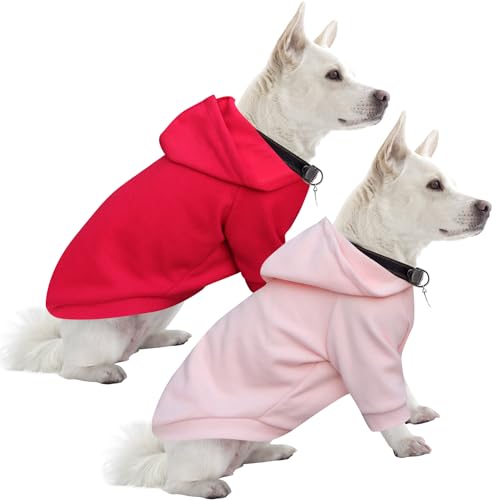 HuaLiSiJi Kapuzenpulli für Hunde Hundepullover Kleine Hunde Chihuahua Kleidung Welpen Hunde Hoodie, Warm und Leicht, Mit Einer Weichen Textur, Leicht zu Tragen und Hellen Farben (S, Rosa+Rot) von HuaLiSiJi