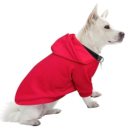 HuaLiSiJi Kapuzenpullis für Hunde hundepullover Weihnachten Hunde Hoodie, Warm und Leicht, Mit Einer Weichen Textur, Leicht zu Tragen und Hellen Farben (L, Rot) von HuaLiSiJi