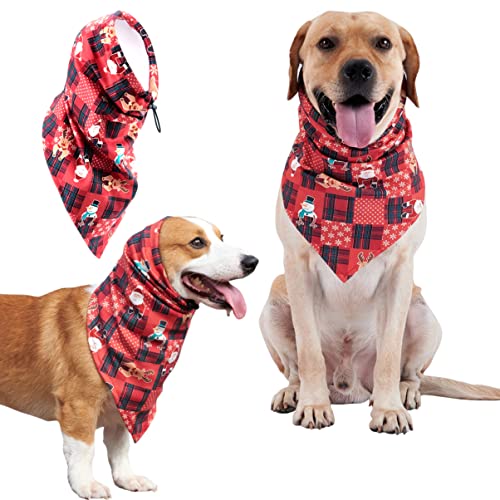 HuaLiSiJi Hund Snood Hunde Hoodie Hunde Ohrenschützer, Hundehalstuch Bandanas, Geeignet für Kleine Hunde, Mittelgroße Hunde und Große Hunde (L, Rot) von HuaLiSiJi