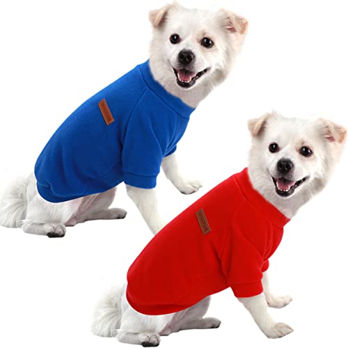 HuaLiSiJi Hundepullover Fleece Hundepullover Kleine Hunde Warm, Hundepullover für Chihuahua, Weichheit Komfort und Wärme, Geeignet für Kleine, Mittlere und Große Hunde (L, Rot+Dark Blau) von HuaLiSiJi