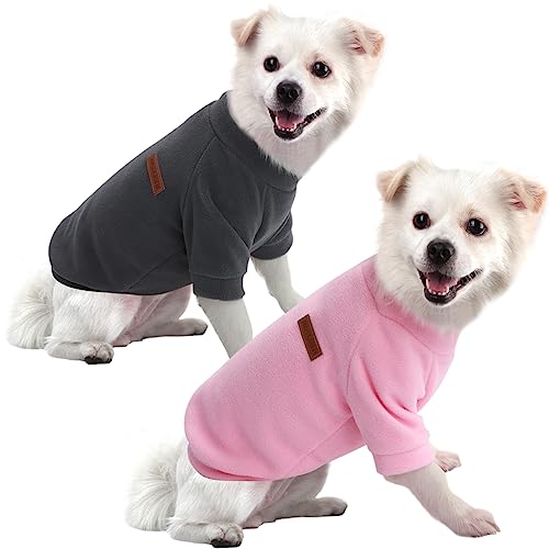 HuaLiSiJi Hundepullover Fleece Kleine Hunde Hoodie Chihuahua Kleidung Hundepullover Chihuahua Hunde Sweatshirt, Warm und Leicht, mit Einer Weichen Textur, Leicht zu Tragen (L, Grau+Rosa) von HuaLiSiJi