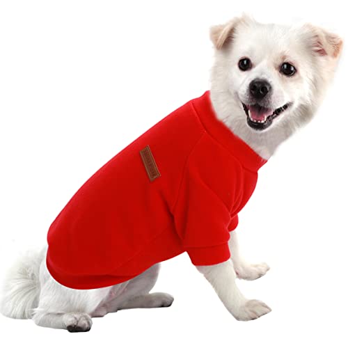 HuaLiSiJi Hundepullover Fleece Kleine Hunde Hoodie Chihuahua Kleidung Hundepullover Chihuahua Hunde Sweatshirt, Warm und Leicht, mit Einer Weichen Textur, Leicht zu Tragen und Hellen Farben (L, Rot) von HuaLiSiJi