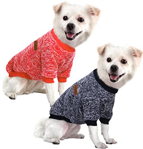 HuaLiSiJi Hundepullover Kleine Hunde Chihuahua Kleidung Welpen Hunde Hoodie, Warm und Leicht, Mit Einer Weichen Textur, Elastizität Leicht zu Tragen (Rot+Navy Blau, M) von HuaLiSiJi