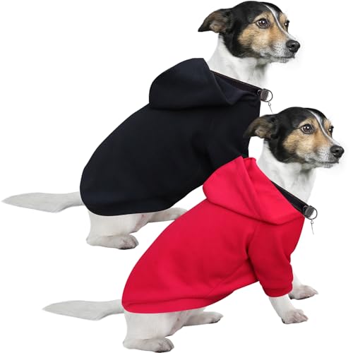 HuaLiSiJi Kapuzenpulli für Hunde Hundepullover Kleine Hunde Chihuahua Kleidung Welpen Hunde Hoodie, Warm und Leicht, Mit Einer Weichen Textur, Leicht zu Tragen und Hellen Farben (XXL, Schwarz+Rot) von HuaLiSiJi