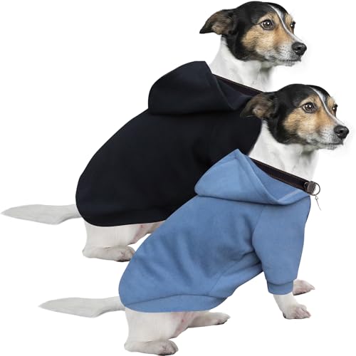 HuaLiSiJi Kapuzenpulli für Hunde Hundepullover Kleine Hunde Chihuahua Kleidung Welpen Hunde Hoodie,Warm und Leicht,Mit Einer Weichen Textur,Leicht zu Tragen und Hellen Farben (L,Schwarz+Haze Blue) von HuaLiSiJi