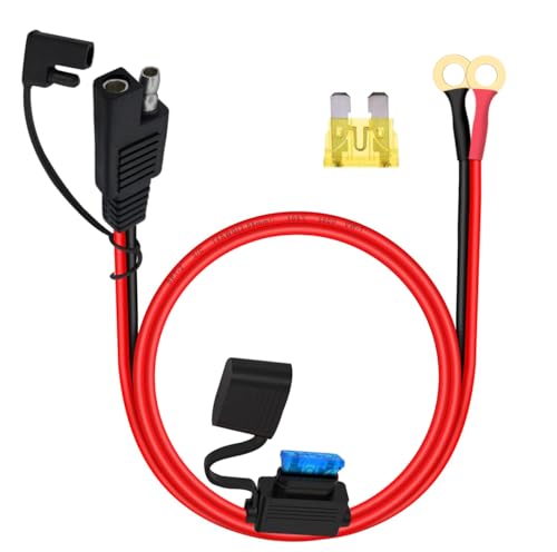 HuaLiSiJi SAE Kabel mit Sicherung 12V 24V SAE O Ring Anschlusskabel SAE Batterie Anschlusskabel 30A 14AWG, für Laden von Auto und Motorradbatterien (1m) von HuaLiSiJi