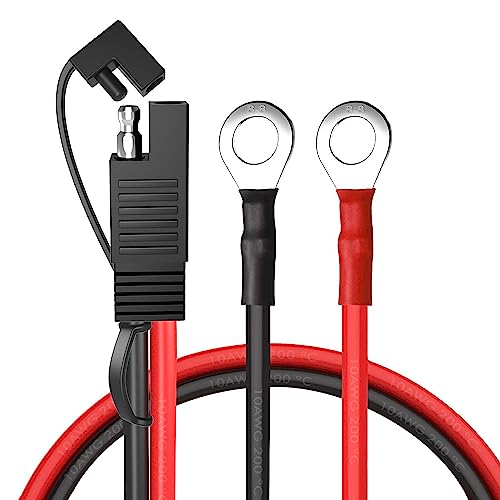 HuaLiSiJi SAE zu O Ring Terminal Harness 12V 24V SAE Anschlusskabel 10AWG Batteriekabel 12V mit Stecker 30A, SAE Stecker Schnellverbindung, Ladeanschluss kabel (0.3m) von HuaLiSiJi