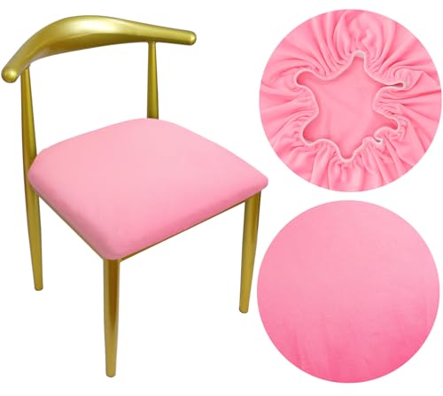 HuaLiSiJi Samt Stuhlbezug Rund Sitzbezug Stuhl Wasserdicht Luxuriöser Stoff, Durchmesser 36-50cm Mit Einer Weichen Textur, Dehnbar Knitterfrei Waschbar Staubdicht (1, Rosa) von HuaLiSiJi