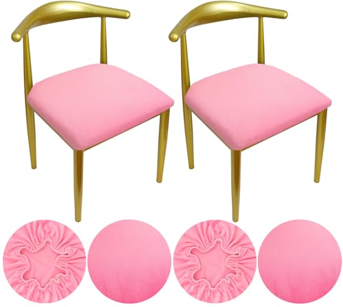 HuaLiSiJi Samt Stuhlbezug Rund Sitzbezug Stuhl Wasserdicht Luxuriöser Stoff, Durchmesser 36-50cm Mit Einer Weichen Textur, Dehnbar Knitterfrei Waschbar Staubdicht (4, Rosa) von HuaLiSiJi