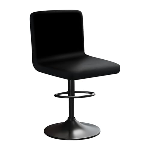 HuaLiSiJi Stretch Barhocker Stuhlhussen Bezüge Bezug Barhocker mit Lehne Samt Bar Stuhlhussen, Luxuriöser Stoff，Einer Weichen Textur, Dehnbar Knitterfrei Waschbar Staubdicht (1, Schwarz) von HuaLiSiJi
