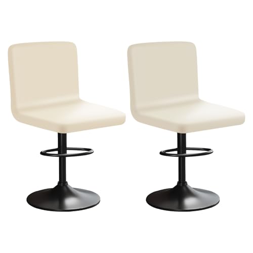 HuaLiSiJi Stretch Barhocker Stuhlhussen Bezüge Bezug Barhocker mit Lehne Samt Bar Stuhlhussen, Luxuriöser Stoff，Einer Weichen Textur, Dehnbar Knitterfrei Waschbar Staubdicht (2, Beige) von HuaLiSiJi