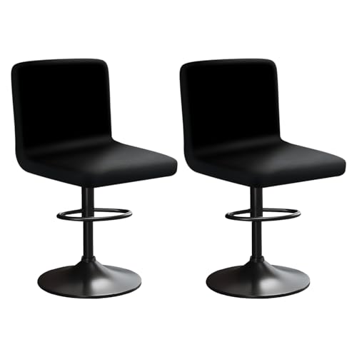 HuaLiSiJi Stretch Barhocker Stuhlhussen Bezüge Bezug Barhocker mit Lehne Samt Bar Stuhlhussen, Luxuriöser Stoff，Einer Weichen Textur, Dehnbar Knitterfrei Waschbar Staubdicht (2, Schwarz) von HuaLiSiJi