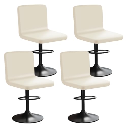 HuaLiSiJi Stretch Barhocker Stuhlhussen Bezüge Bezug Barhocker mit Lehne Samt Bar Stuhlhussen, Luxuriöser Stoff，Einer Weichen Textur, Dehnbar Knitterfrei Waschbar Staubdicht (4, Beige) von HuaLiSiJi