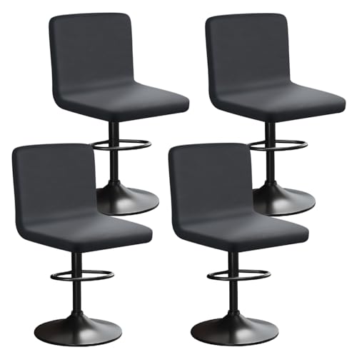 HuaLiSiJi Stretch Barhocker Stuhlhussen Bezüge Bezug Barhocker mit Lehne Samt Bar Stuhlhussen, Luxuriöser Stoff，Einer Weichen Textur, Dehnbar Knitterfrei Waschbar Staubdicht (4, Grau) von HuaLiSiJi