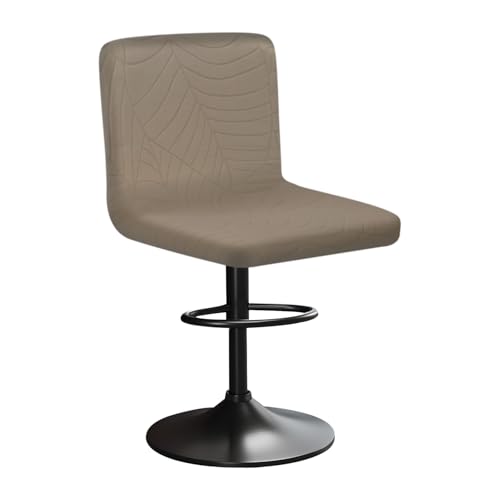 HuaLiSiJi Stretch Barhocker Stuhlhussen Bezüge Blattmuster Samt Bar Stuhlhussen, Einer Weichen Textur, Dehnbar Knitterfrei Waschbar Staubdicht für Hotel, Restaurant, Küche (1, Khaki) von HuaLiSiJi