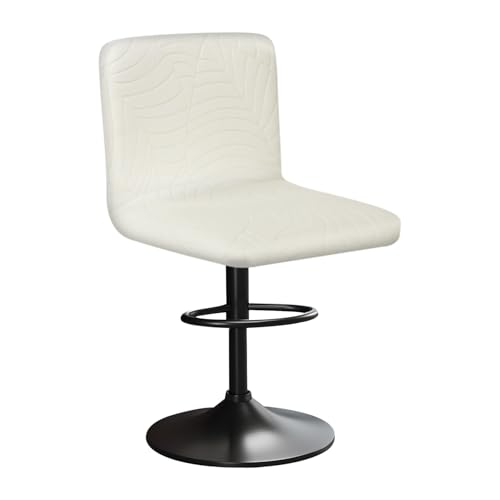 HuaLiSiJi Stretch Barhocker Stuhlhussen Bezüge Blattmuster Samt Bar Stuhlhussen, Einer Weichen Textur, Dehnbar Knitterfrei Waschbar Staubdicht für Hotel, Restaurant, Küche (1, Weiß) von HuaLiSiJi