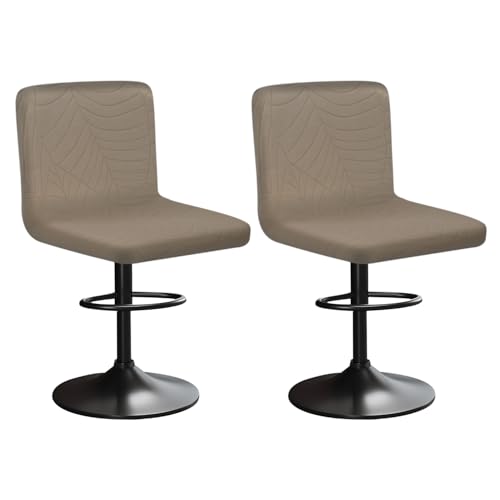 HuaLiSiJi Stretch Barhocker Stuhlhussen Bezüge Blattmuster Samt Bar Stuhlhussen, Einer Weichen Textur, Dehnbar Knitterfrei Waschbar Staubdicht für Hotel, Restaurant, Küche (2, Khaki) von HuaLiSiJi