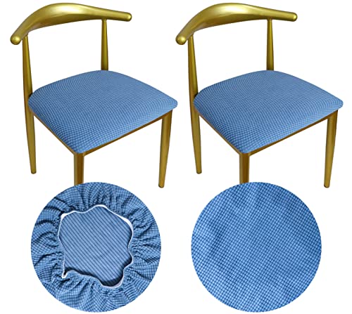 HuaLiSiJi Stuhlbezug Rund Luxuriöser Stoff, Durchmesser 36-50cm, Rund Dehnbar Knitterfrei Waschbar Staubdicht (Blau, 2) von HuaLiSiJi