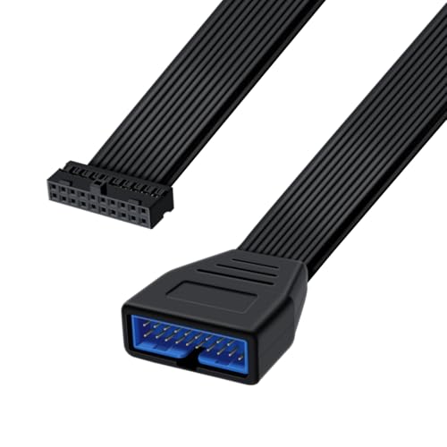 HuaLiSiJi USB 3.0 19/20 Pin Motherboard Cable USB 3.0 19/20 Pin Internal Extension Header Adapter Cable, Suitable for Desktop Computers (0.3 m) von HuaLiSiJi