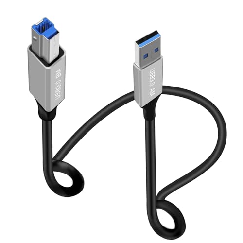 HuaLiSiJi USB 3.0 Druckerkabel Super Speed 5Gbps USB A auf USB B Drucker Stecker Kabel für Scanner, Externen Festplatten, Multifunktionsdruckern usw (Typ A, 1 m) von HuaLiSiJi