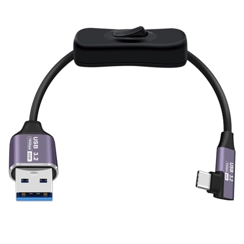 HuaLiSiJi USB 3.2 Gen 2 Kabel Typ A auf C mit Schalter 3A 60W PD 3.1 USB C Ladekabel 90 Grad Winkel 10Gbps Datenübertragung für Tablets, Laptops, SSD usw (90 Winkel, 0.6 m) von HuaLiSiJi