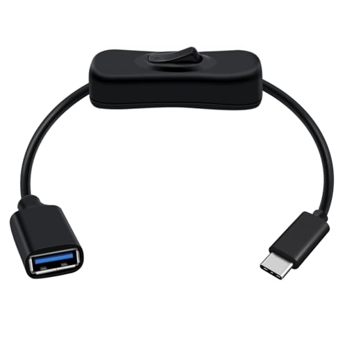 HuaLiSiJi USB A Buchse Adapter 3.0 auf USB C Kabel mit Schalter 5Gbps SuperSpeed OTG Kabel Typ C Kompatibel mit MacBook Pro, iPad Pro, iPhone 16 15 Serie, Galaxy S24/S23 Serie usw (Schwarz, 0.5 m) von HuaLiSiJi