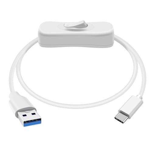 HuaLiSiJi USB A USB C 3.0 Kabel mit Schalter Typ C Kabel Datenkabel und Ladekabel für Ventilator, Kamera, Handy Typ C (Weiß, 1.5 m) von HuaLiSiJi