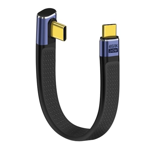 HuaLiSiJi USB C 4.0 Kabel Kurz PD 240W 48V 5A Ladekabel 90 Grad Type C 40Gbps Datenübertragung 8K 60Hz Audio Video USB C Male to Male Kabel für Typ C Phone, Laptop (90° mittlere Biegung, 12 cm) von HuaLiSiJi