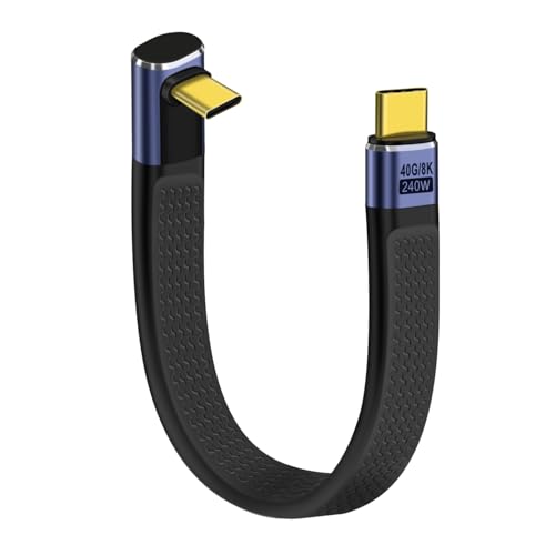 HuaLiSiJi USB C 4.0 Kabel Kurz PD 240W 48V 5A Ladekabel 90 Grad Type C 40Gbps Datenübertragung 8K 60Hz Audio Video USB C Male to Male Kabel (Oben und Untengewinkelten, 12 cm) von HuaLiSiJi