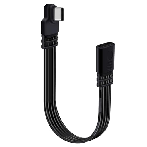HuaLiSiJi USB C 90 Grad Verlängerung Ladekabel USB Buchse auf USB C Stecker Datenkabel,Silikon Flachkabel Datenübertragung 480Mbps für Handy, Tablet und Meh (Links und Rechts Gewinkelt, 0.3 m) von HuaLiSiJi