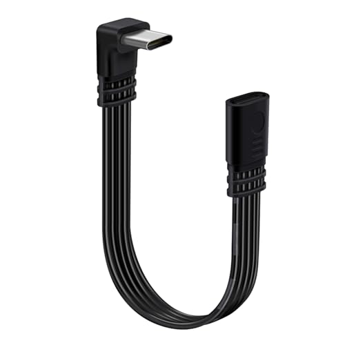 HuaLiSiJi USB C 90 Grad Verlängerung Ladekabel USB Buchse auf USB C Stecker Datenkabel,Silikon Flachkabel Datenübertragung 480Mbps für Handy, Tablet und Meh (Oben und Untengewinkelten, 0.3 m) von HuaLiSiJi