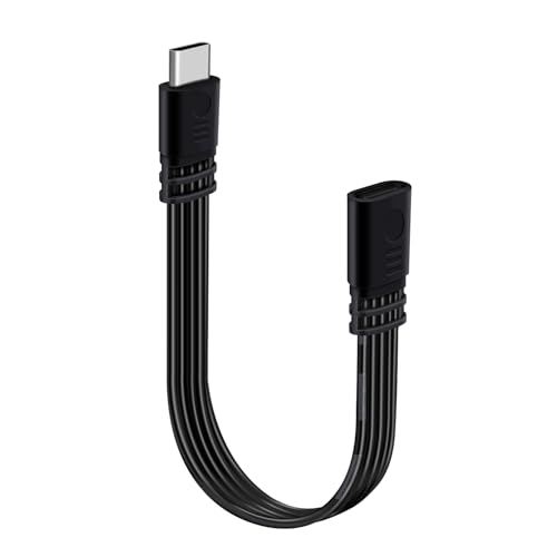 HuaLiSiJi USB C Verlängerungs Kabel Ladekabel USB Buchse auf USB C Stecker Datenkabel, Datenübertragung 480Mbps Typ C 2.0 Flaches Kurzes Kabel für Handy, Tablet und Mehr (Gerader Kopf, 0.3 m) von HuaLiSiJi