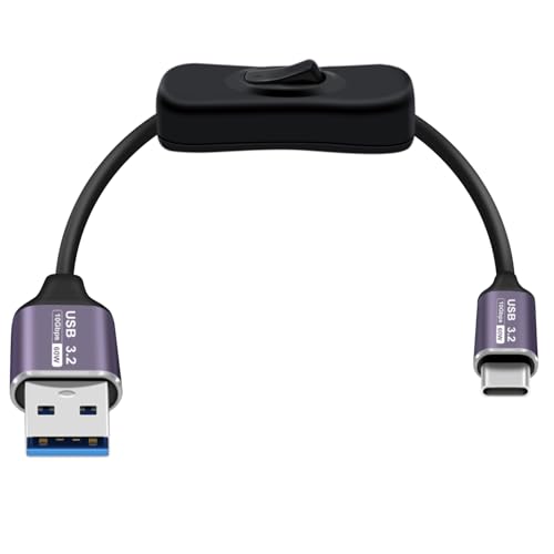 HuaLiSiJi USB C auf USB A Kabel 3.2 Gen 2 mit Schalter 3A 60W PD 3.1 Typ A auf Typ C Schnellladekabel und Datenkabel 10Gbps für Tablets, Laptops, SSD usw (Schwarz, 0.5 m) von HuaLiSiJi