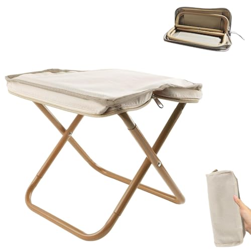HuaMuDM 30 cm Camping Hocker Tragbarer Klapphocker,Mini-Klapphocker,Leicht Sitz Falthocker,Klapphocker aus Aluminium und Textilene,für Reisen Wandern Angeln Grillen Strand (Großformat) von HuaMuDM