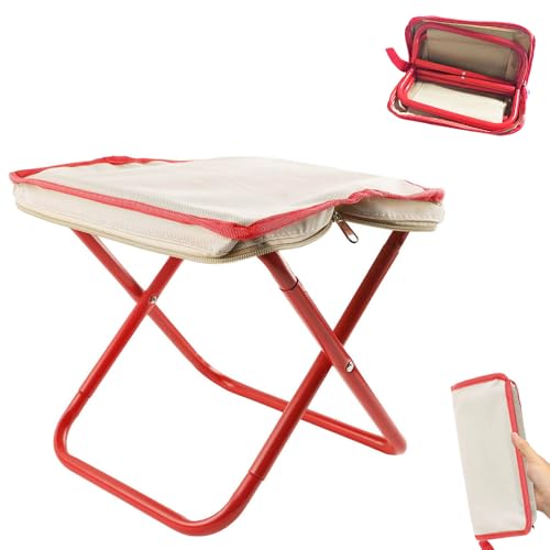 HuaMuDM 30 cm Camping Hocker Tragbarer Klapphocker,Mini-Klapphocker,Leicht Sitz Falthocker,Klapphocker aus Aluminium und Textilene,für Reisen Wandern Angeln Grillen Strand (Großformat) von HuaMuDM