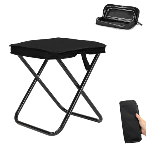 HuaMuDM 30 cm Camping Hocker Tragbarer Klapphocker,Mini-Klapphocker,Leicht Sitz Falthocker,Klapphocker aus Aluminium und Textilene,für Reisen Wandern Angeln Grillen Strand (Großformat) von HuaMuDM