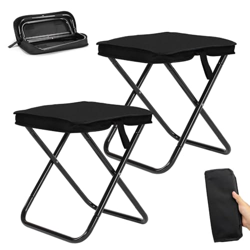 HuaMuDM 2 Stück Camping Hocker Tragbarer Klapphocker,30 cm Mini-Klapphocker,Leicht Sitz Falthocker,Klapphocker aus Aluminium und Textilene,für Reisen Wandern Angeln Grillen Strand (Großformat) von HuaMuDM