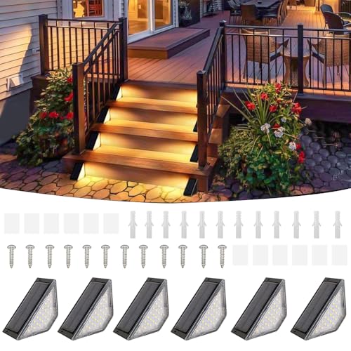HuaMuDM 6 Stück Solarleuchten für außen, LED-Beleuchtung für Außentreppe, Solar Treppenbeleuchtung,LED Gartenlampen für Innenhöfe Dekoration,Terrasse, Zaun, Pathway, Stufen und Treppen HuaMuDM 6 Stück Solarleuchten für außen, LED-Beleuchtung für Außentreppe, Solar Treppenbeleuchtung,LED Gartenlampen für Innenhöfe Dekoration,Terrasse, Zaun, Pathway, Stufen und Treppen von HuaMuDM