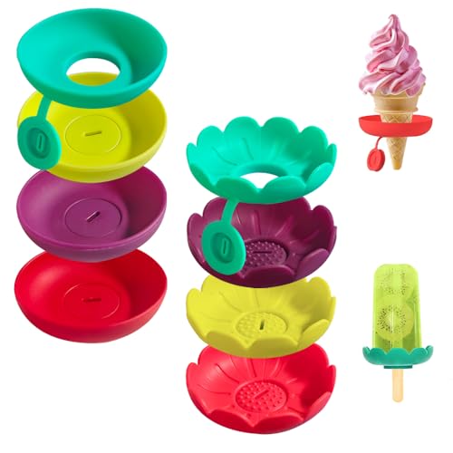 HuaMuDM 8 Stück Tropffrei Eis am Stiel-Halter für Kinder, Wiederverwendbarer Eis Tropfschutz,Silikon Eishalterung Kinder, Tropffreie Silikon Eis am Stiel Halter, Eis Tropfschutz für Jungen＆Mädchen von HuaMuDM