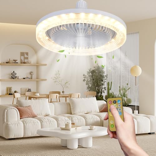 HuaMuDM Deckenventilator mit Beleuchtung, Lampe mit Ventilator, Moderne 360°Drehung Deckenventilator, Ventilator lampe E27, 30W LED Deckenleuchte mit Ventilator für Schlafzimmer Wohnzimmer HuaMuDM Deckenventilator mit Beleuchtung, Lampe mit Ventilator, Moderne 360°Drehung Deckenventilator, Ventilator lampe E27, 30W LED Deckenleuchte mit Ventilator für Schlafzimmer Wohnzimmer von HuaMuDM