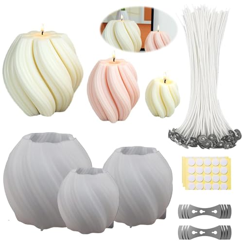 HuaMuDM Kerzenform Bubble Kerzen Kit, Silikonform Kerze, 3 Stuck Kerzen Gießform,Kerzen selber machen Set,DIY Silikonform,für Kerzenherstellung,Kerzenformen zum Gießen als Heimdekorationen von HuaMuDM