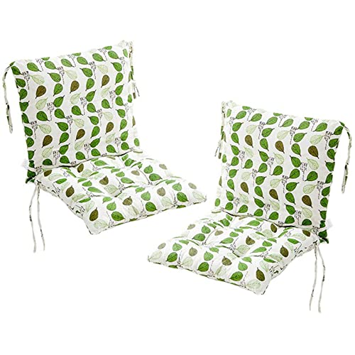 Huachaoxiang 2 Stück Stuhlkissen mit Rückenteil Sitz, Rückenkissen mit Bänder, Niedriglehner Auflage Polsterauflage Gartenstuhl (40X80cm),Grün von Huachaoxiang