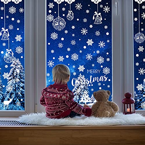 95 Stk Fensterbilder Weihnachten Selbstklebend, PVC Schneeflocken Fensterdeko, Weihnachtssticker Wiederverwendbar, Weihnachts Winter Abnehmbare Fensteraufkleber Deko von Huahuanghui