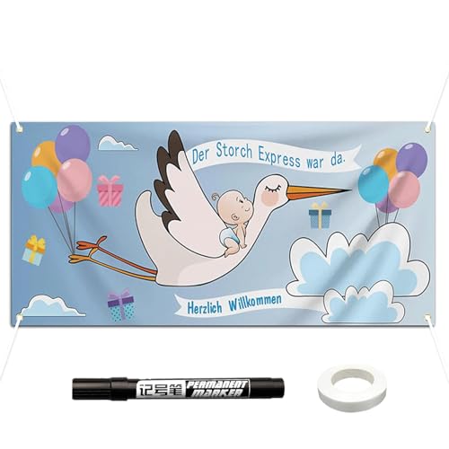 Baby-Storch-Banner-Set, 160 x 70 cm Baby-Storch-Banner, Hänge-Storc-Banne im Balkongarten, schafft eine gemütliche Umgebung von Huahuanghui