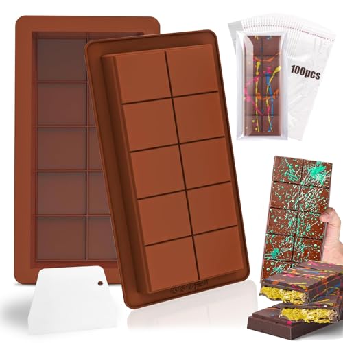 Schokoladenform Silikon, 2 Stück Schokoladentafel Tief Form mit Schaber und Tasche, Schokoladentafel Tiefe Schokoladenform, Extra Tief Schokolade Form für Schokolade Praline Süßigkeiten Schokoladenform Silikon, 2 Stück Schokoladentafel Tief Form mit Schaber und Tasche, Schokoladentafel Tiefe Schokoladenform, Extra Tief Schokolade Form für Schokolade Praline Süßigkeiten von Huahuanghui